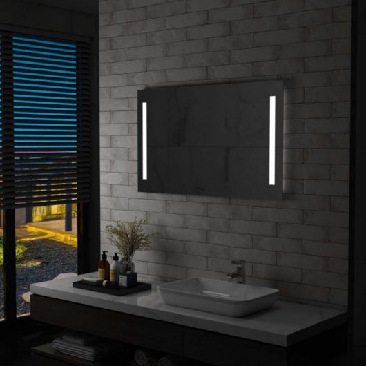 Vidaxl Espejo De Pared De Baño Con Led 100x60 Cm Plata Plata-100x60