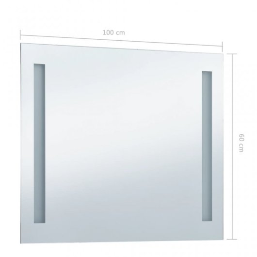 Vidaxl Espejo De Pared De Baño Con Led 100x60 Cm Plata Plata-100x60