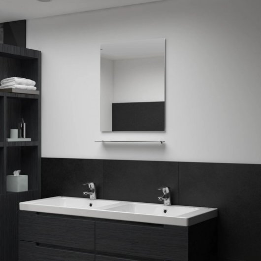 Vidaxl Espejo De Pared Con Estante De Vidrio Templado 50x60 Cm