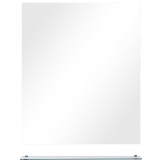 Vidaxl Espejo De Pared Con Estante De Vidrio Templado 50x60 Cm