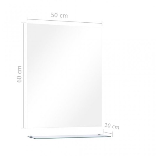 Vidaxl Espejo De Pared Con Estante De Vidrio Templado 50x60 Cm