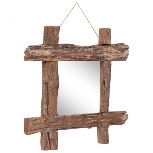 Vidaxl Espejo De Troncos De Madera Maciza Reciclada Natural 50x50 Cm