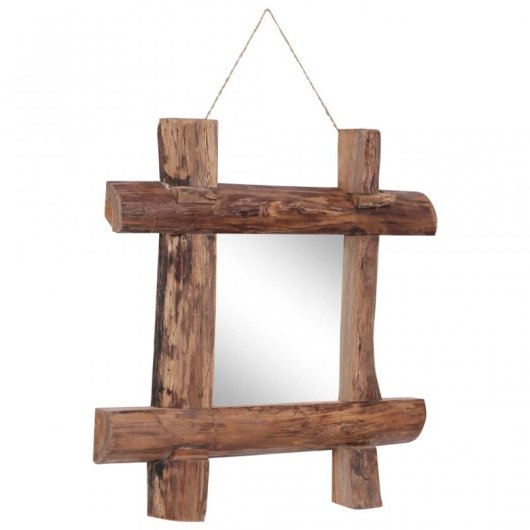 Vidaxl Espejo De Troncos De Madera Maciza Reciclada Natural 50x50 Cm