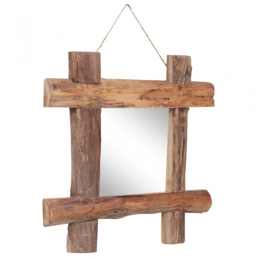 Vidaxl Espejo De Troncos De Madera Maciza Reciclada Natural 50x50 Cm
