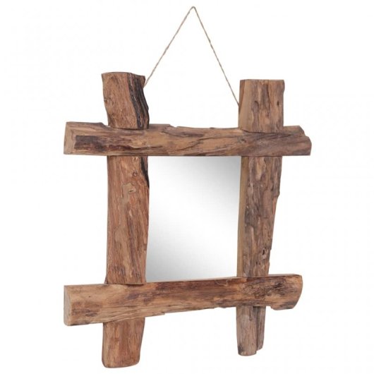 Vidaxl Espejo De Troncos De Madera Maciza Reciclada Natural 50x50 Cm