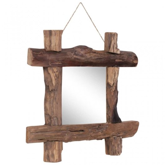 Vidaxl Espejo De Troncos De Madera Maciza Reciclada Natural 50x50 Cm