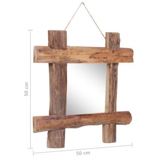 Vidaxl Espejo De Troncos De Madera Maciza Reciclada Natural 50x50 Cm