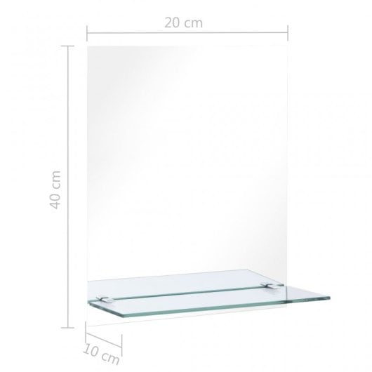 Vidaxl Espejo De Pared Con Estante De Vidrio Templado 20x40 Cm
