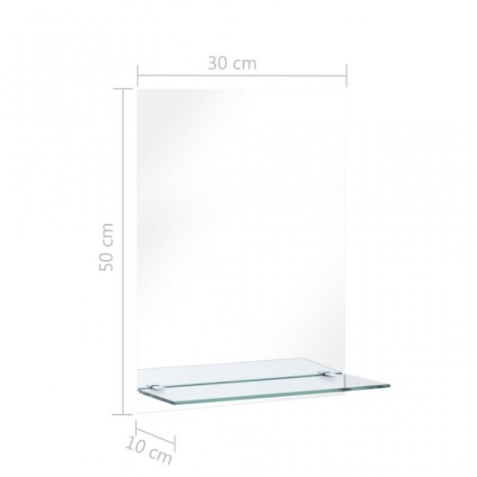 Vidaxl Espejo De Pared Con Estante De Vidrio Templado 30x50 Cm