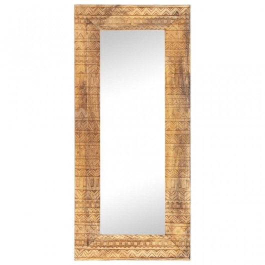 Vidaxl Espejo Tallado A Mano Madera Maciza De Mango 110x50x11 Cm