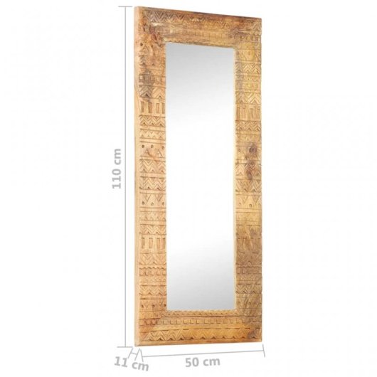 Vidaxl Espejo Tallado A Mano Madera Maciza De Mango 110x50x11 Cm