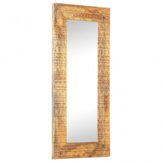 Vidaxl Espejo Tallado A Mano Madera Maciza De Mango 110x50x11 Cm