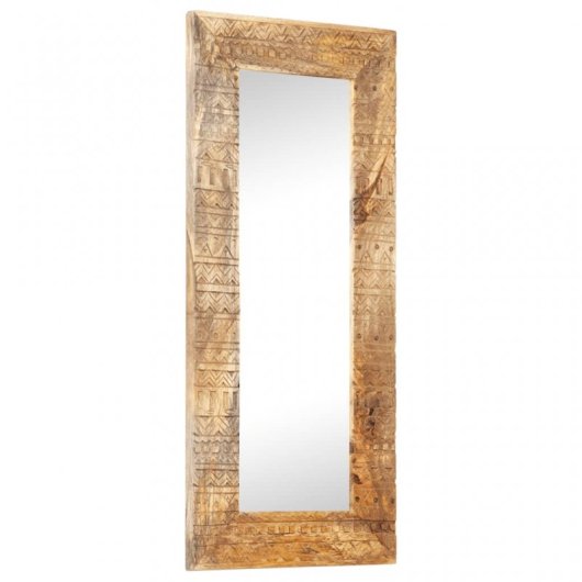 Vidaxl Espejo Tallado A Mano Madera Maciza De Mango 110x50x11 Cm