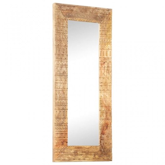 Vidaxl Espejo Tallado A Mano Madera Maciza De Mango 110x50x11 Cm