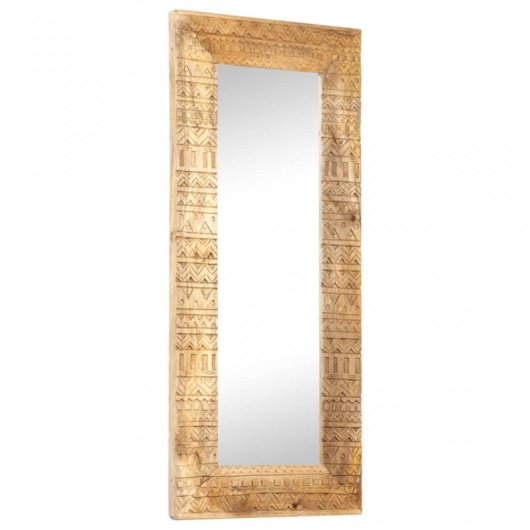 Vidaxl Espejo Tallado A Mano Madera Maciza De Mango 110x50x11 Cm