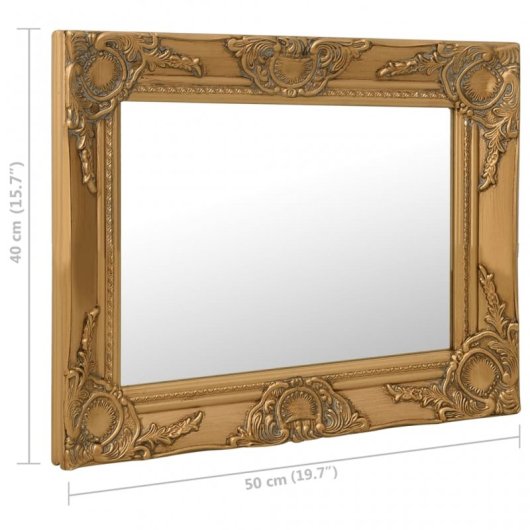 Vidaxl Espejo De Pared Estilo Barroco Dorado 50x40 Cm