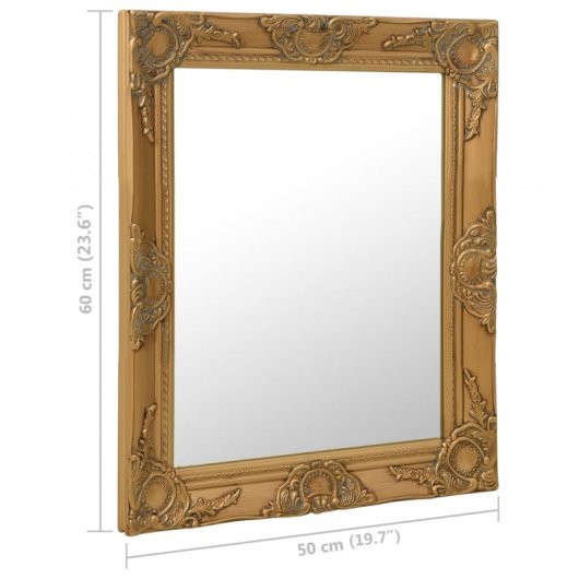 Vidaxl Espejo De Pared Estilo Barroco Dorado 50x60 Cm Dorado Dorado-50x60