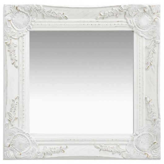 Vidaxl Espejo De Pared Estilo Barroco Blanco 40x40 Cm