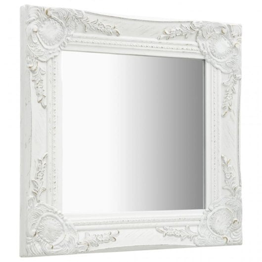 Vidaxl Espejo De Pared Estilo Barroco Blanco 40x40 Cm