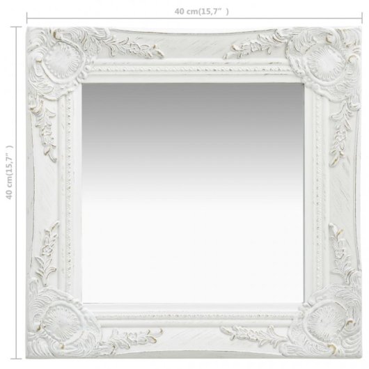 Vidaxl Espejo De Pared Estilo Barroco Blanco 40x40 Cm
