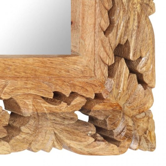 Vidaxl Espejo Tallado A Mano Marrón 110x50 Cm Madera Maciza De Mango