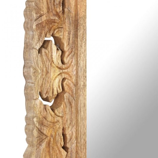 Vidaxl Espejo Tallado A Mano Marrón 110x50 Cm Madera Maciza De Mango