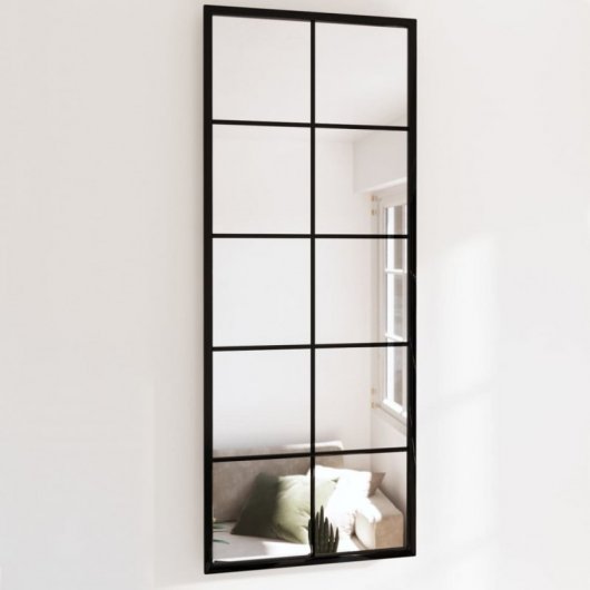 Vidaxl Espejo De Pared Metal Negro 100x40 Cm