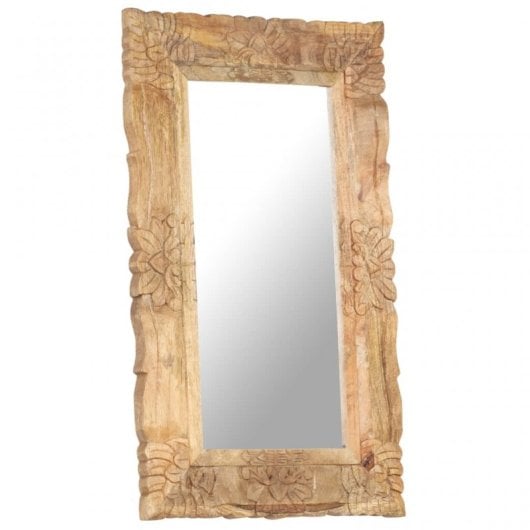 Vidaxl Espejo De Madera Maciza De Mango 80x50 Cm