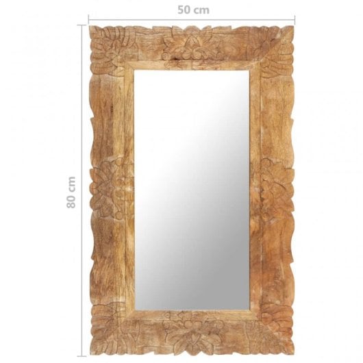 Vidaxl Espejo De Madera Maciza De Mango 80x50 Cm
