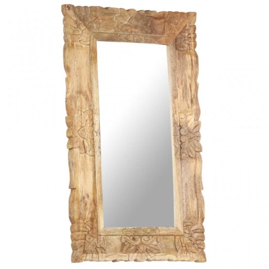 Vidaxl Espejo De Madera Maciza De Mango 80x50 Cm
