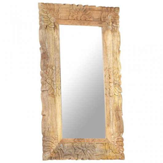 Vidaxl Espejo De Madera Maciza De Mango 80x50 Cm