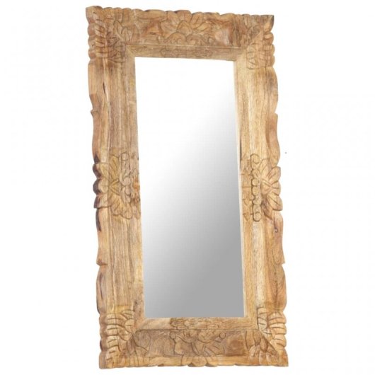 Vidaxl Espejo De Madera Maciza De Mango 80x50 Cm