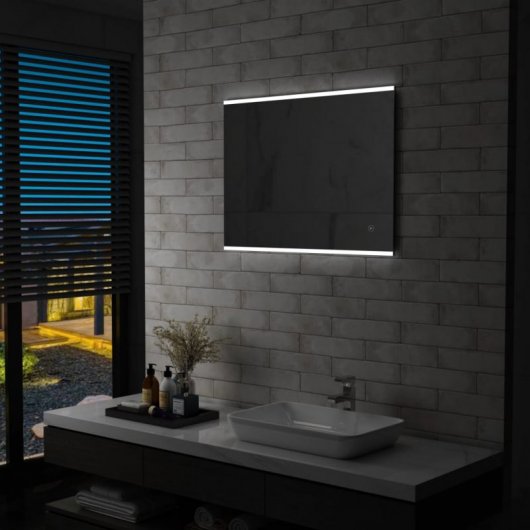 Vidaxl Espejo De Pared Para Baño Con Led Y Sensor Táctil 80x60 Cm Plata Plata-80x60