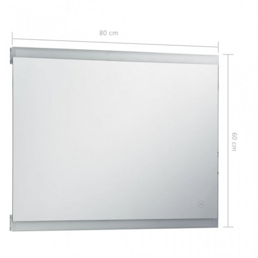 Vidaxl Espejo De Pared Para Baño Con Led Y Sensor Táctil 80x60 Cm Plata Plata-80x60