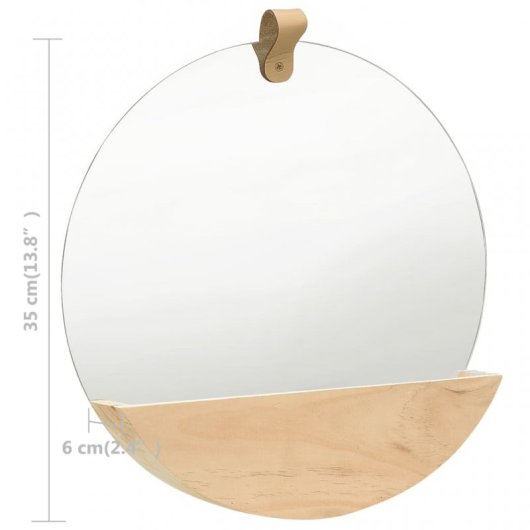 Vidaxl Espejo De Pared De Madera Maciza De Pino 35 Cm