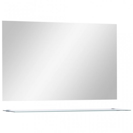 Vidaxl Espejo De Pared Con Estante De Vidrio Templado 100x60 Cm