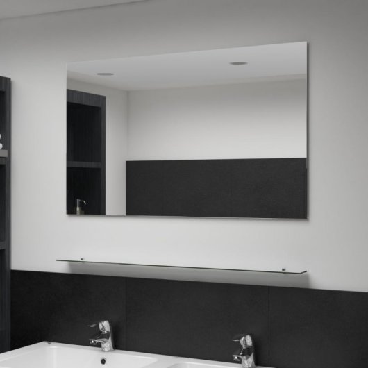 Vidaxl Espejo De Pared Con Estante De Vidrio Templado 100x60 Cm