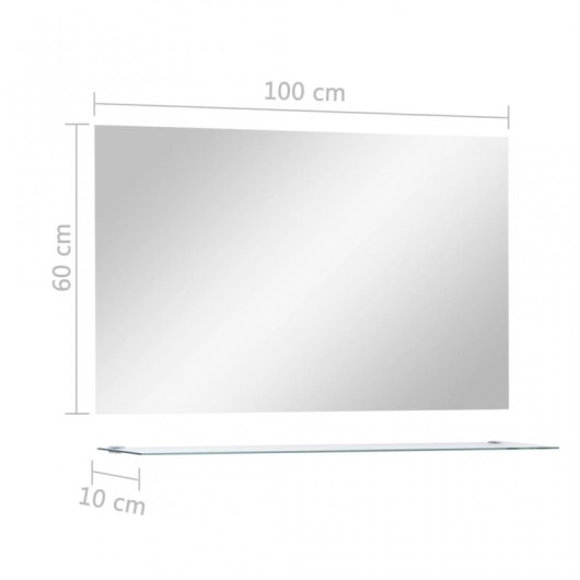 Vidaxl Espejo De Pared Con Estante De Vidrio Templado 100x60 Cm