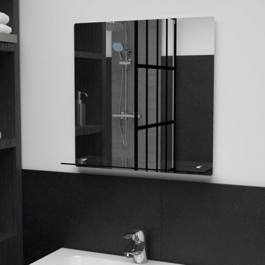 Vidaxl Espejo De Pared Con Estante De Vidrio Templado 50x50 Cm