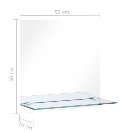 Vidaxl Espejo De Pared Con Estante De Vidrio Templado 50x50 Cm