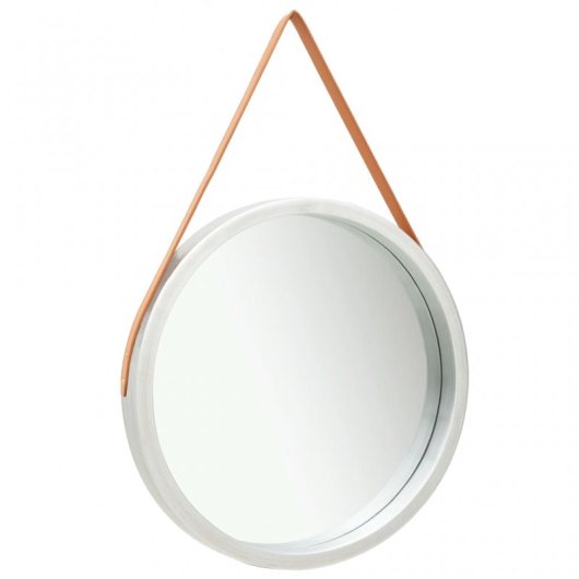 Vidaxl Espejo De Pared Con Correa Plateado 60 Cm