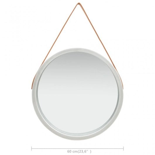Vidaxl Espejo De Pared Con Correa Plateado 60 Cm