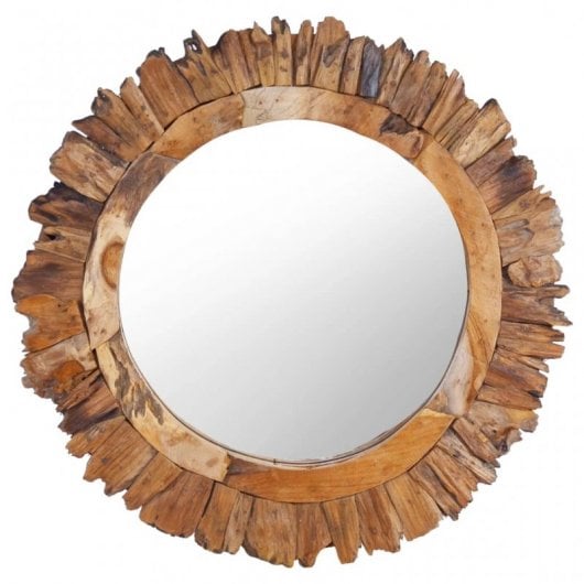 Vidaxl Espejo De Pared Redondo Teca 60 Cm Marrón Marrón-60x60