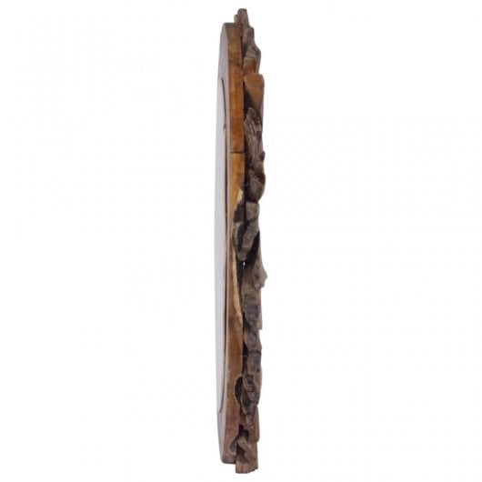 Vidaxl Espejo De Pared Redondo Teca 60 Cm Marrón Marrón-60x60