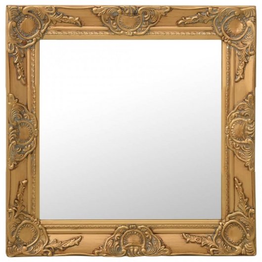 Vidaxl Espejo De Pared Estilo Barroco Dorado 50x50 Cm
