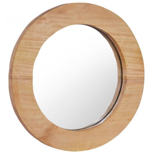 Vidaxl Espejo De Pared Redondo Teca 40 Cm Marrón Marrón-40x40