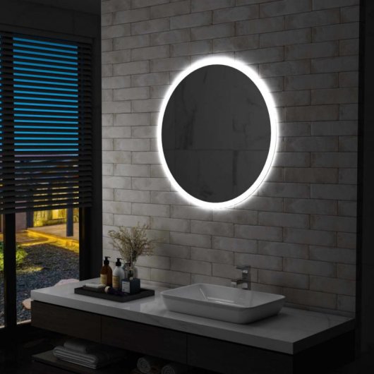 Vidaxl Espejo De Baño Con Led 80 Cm Plata Plata-80x80