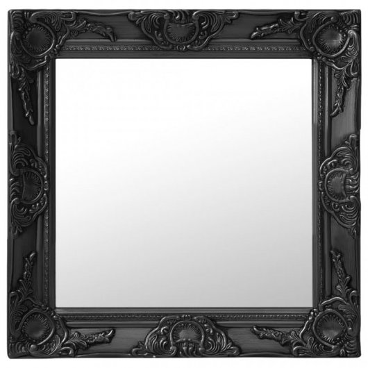 Vidaxl Espejo De Pared Estilo Barroco Negro 50x50 Cm