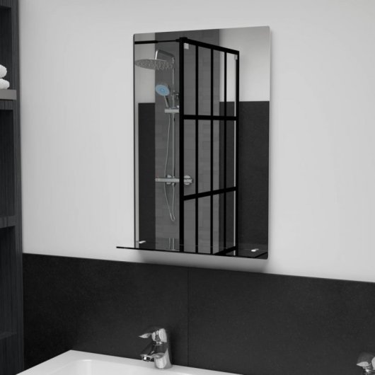 Vidaxl Espejo De Pared Con Estante De Vidrio Templado 40x60 Cm