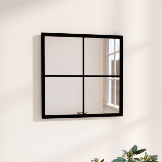 Vidaxl Espejo De Pared Metal Negro 40x40 Cm